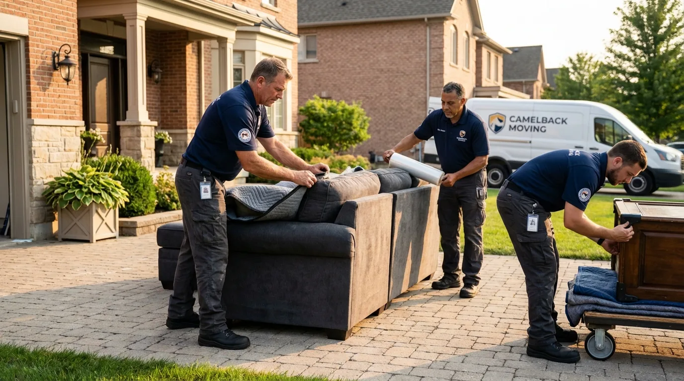 Large estate moving crew wrapping furniture in Coats, NC