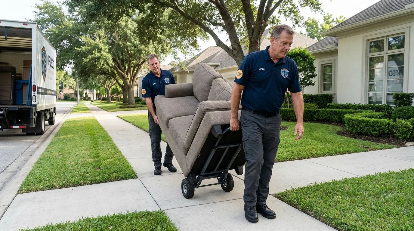 Local residential moving crew loading furniture in Coats, NC